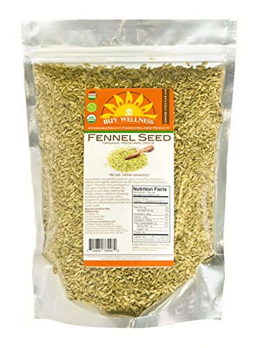 Buy Wellness Organic Fennel Seeds, (Whole FENNEL) European - 1 LB. 16_ ounces - Thumbnail 2