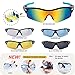 RIVBOS 805 Polarized Sports Sunglasses Sun Glasses with 5 Set Interchangeable Lenses for Men Women Cycling Baseball(Black&Blue)