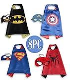 4 PACK Satin Superhero CAPE & MASK SETS - Boys, Girls, Children (Boys Superhero Set)