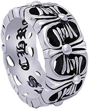 XIEXIE Hollow Out Vintage Silver Iron cross Fashion 316L Titanium stee Ring , 9