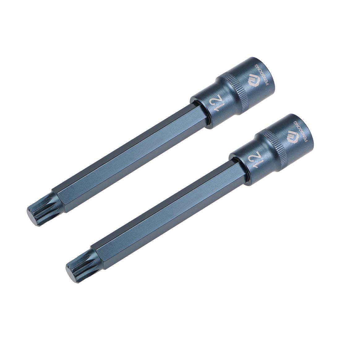 sourcing map 1/2" Drive x M12 (12mm) Triple Square Spline Bit Socket, S2 Steel Bits, CR-V Sockets 5.5" Length (for Hand Use Only) 2pcs