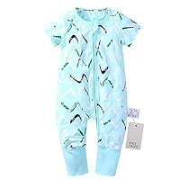 Kids Tales Baby Boys Girls Zipper Short Sleeve Pajama Sleeper Cotton Romper(Size 3M-3T)