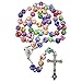 TALISMAN4U Catholic Rosary Necklace Colorful Polymer Beads Virgin Mary Centerpiece Jesus Crucifix Holy Land Gift