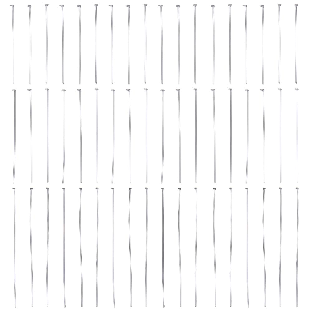 SUNNYCLUE 1 Box 600Pcs Earring Pins Silver 35/45/65mm 304 Stainless Steel Head Pins jewellery Findings Straight Head Pins Flat Pin Flat Headpins for jewellery Making Accessories DIY Earrings Supplies