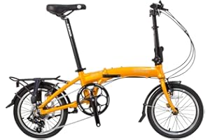 SOLOROCK 16" 8 Speed Aluminum Folding Bike - Dash, V Brakes, with Fenders & Alloy Rear Rack, Stainless Steel Spokes & Stainless Steel Fender Stays