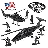 TimMee BLACK HELICOPTER Strikeforce: 8pc Plastic Army Men Playset - Made in USA