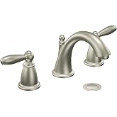 Moen Brantford Zweigriff Waschtisch-Armatur – Gebürstetes Nickel, Inkl. Ablaufgarnitur, Made In USA