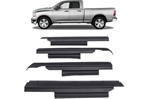 LQI Rocker Panel Guard Plate Cover Black 4pcs Compatible with Dodge Ram 1500 Crew Cab 2009-2018, Fit Ram 2500 3500 2010-2018 Crew Cab Replacement