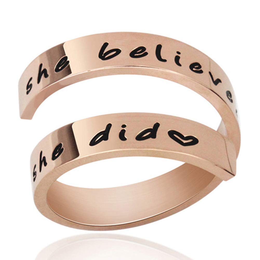 Adjustable Rings for Women/Men,Kucheed Inspirational Ring Jewelry Engraved I am Enough,Stainless Steel Spiral Wrap Twist Ring ,Personality Encouragement Birthday Graduation Gifts for Girls Boys