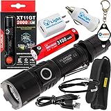Klarus XT11GT Tactical Rechargeable Flashlight CREE XHP35 HD E4 LED 2000 Lumens w/ USB Wall And USB Car Plugs and Lightjunction Keychain Light