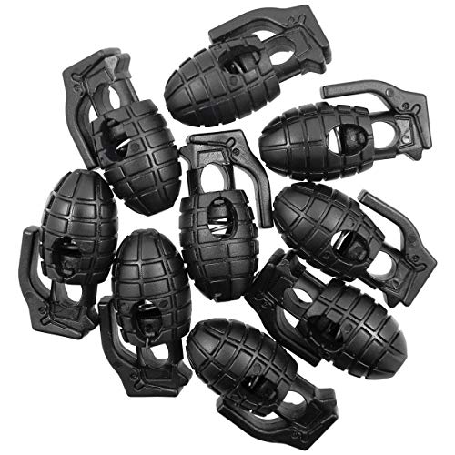Shells Strong Spring Loaded Stop Sliding Cord Locks Fastener Slider Toggles End Cord Lock Stopper Buttons for Camping & Hiking, Shoelace Replacement, Sports, Backpacks (Black) - Thumbnail 5