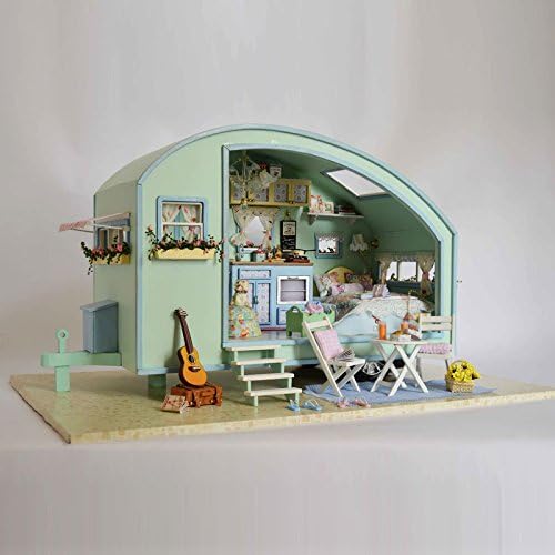CUTEROOM DIY Miniature House Kits for Adult Wooden Dolls House Handcraft Creative Room for Decoration Model House Kit with Furniture- Caravan Time Travel - Image 3