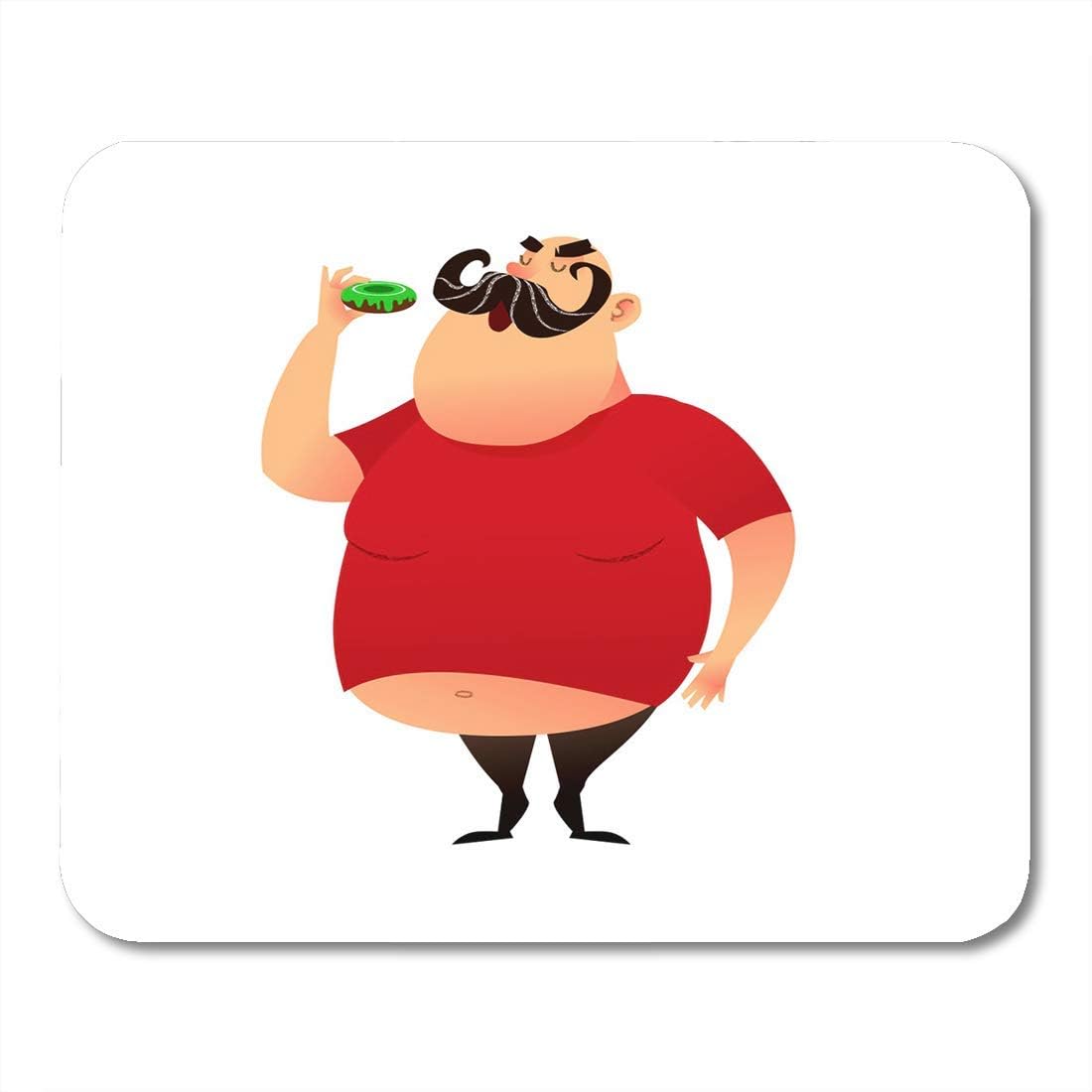 Mouse Pads Fat Guy Takes Bite Of Donut Funny Cartoon Amazon Co Uk Electronics