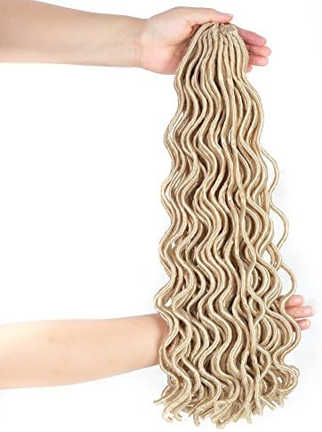 6Packs 14'' Wavy Faux Locs Crochet Hair Extensions Braids Synthetic Braiding Hair Soft Curly Faux locs Havana Mambo Twist Afro Kinky Dreadlocks 14 inch 613 Blonde 24Roots(14'' (6 packs/lot), 613#)