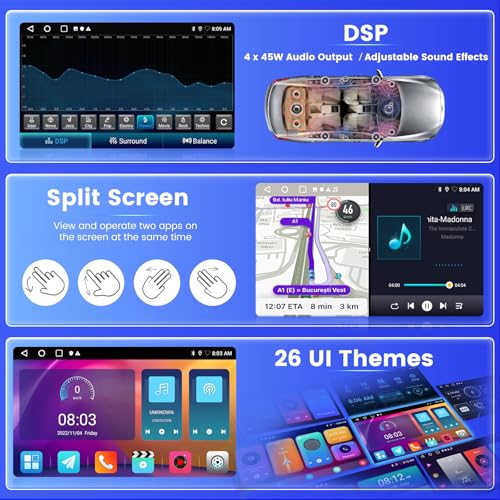 Inefala Radio for Seat Altea 2004-2015 Toledo 2004-2009 Android 15 2+64G with Wireless Carplay and Android Auto, 9'' Touch Screen Stereo Radio with Bluetooth 26UI EQ GPS FM/RDS SWC AHD Reverse Camera