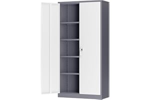 Pataku Garage Storage Cabinet Metal Locking Cabinet 5-Layer with Door Steel Multifunctional Storage Cabinet with 4 Adjustable Shelves, Tool Cabinet for Home, Office, Warehouse