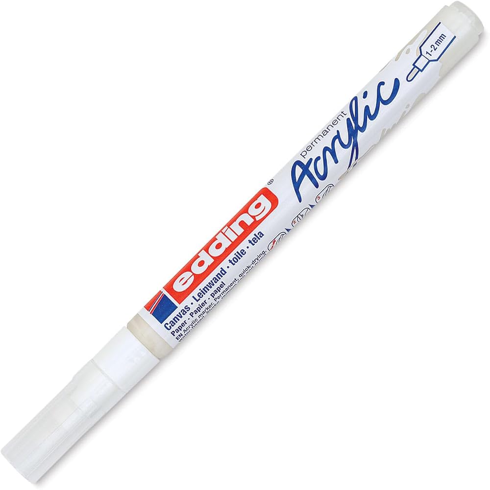 edding 5300 White Acrylic Marker Pen Fine Round Tip 1-2 mm Waterproof