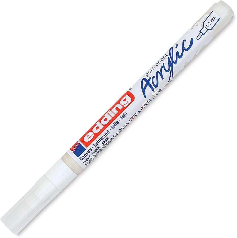 edding 5300 White Acrylic Marker Pen Fine Round Tip 1-2 mm Waterproof