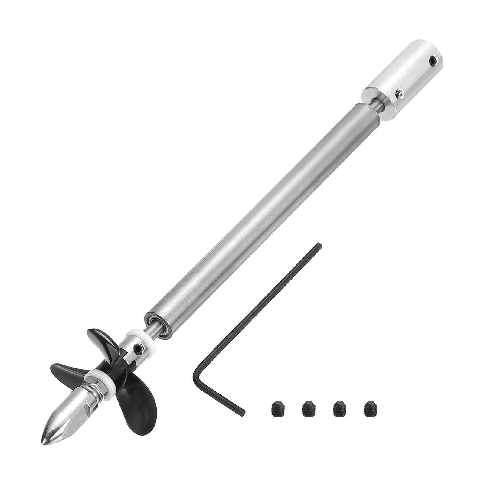 sourcing map Drive Shaft W Propeller and Coupling Joint for RC Boat Coupler Assemble Kit, L150mm Shaft, L25mm Sleeve, D36mm Three Propeller, Fit for 6 mm Motor Shaft