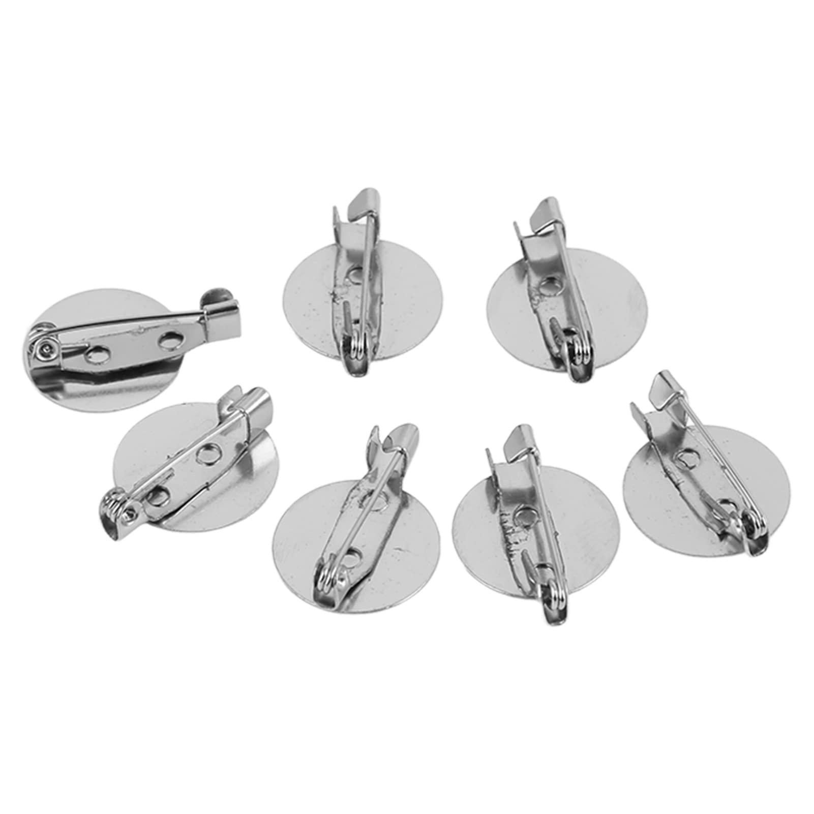 100Pcs Pin Button,Silver Brooch Clasps Pin Disk Base,Brooch Clasps Pin Disk, Backs Pin Trays for Badge DIY Jewelry Craft Making
