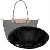 DOSIBAG Waterproof Premium Nylon Purse Organizer Insert for Longchamp Le Pliage Tote Bag (Black, Large)