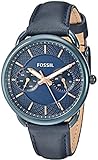 Fossil Women's Quartz Stainless Steel and Leather Casual Watch, Color:Blue (Model: ES4092)
