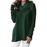 Minclouse Women's Long Sleeve Cowl Neck Sweater Pullover Turtleneck Casual Loose Sweatshirts Tunic Tops