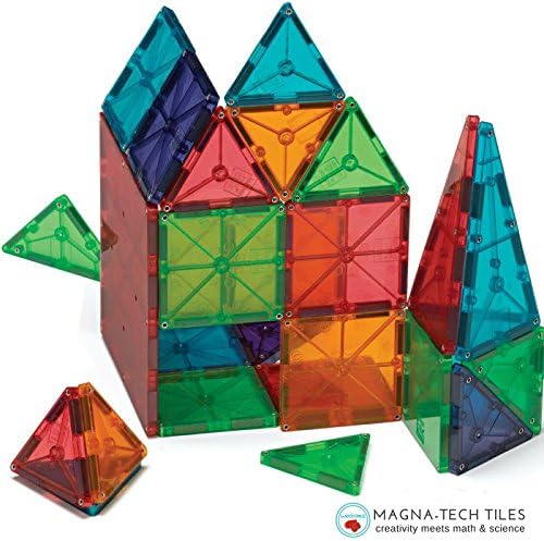Magnetic Block Toy To Build 3D Magnet Tile Structures - (100 Piece) Magna Color Shapes Are Kid Approved! This Learn &amp; Play Set Is Best For Children &amp; Toddlers, Instead Of Wooden Construction Blocks.