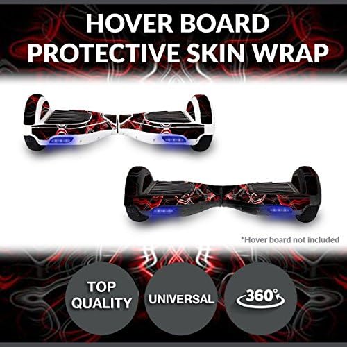 Self Balancing Electric Two Wheel Scooters - Hoverboard Protective Skin Skate Wrap - Balance Scooter Motorized Longboard Stickers Vinyl Decals Real 2 Wheel Protective Cover (Red &amp; White Swirl)