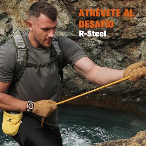 Bandletic R-Steel Strap Compatible with Apple Watch Ultra 2/Ultra 49mm, Series 9/8/7 45mm, Series SE2/6/SE/5/4 44mm, Robust FKM Replacement Bracelet with Elegant Design Metal Connector, Black