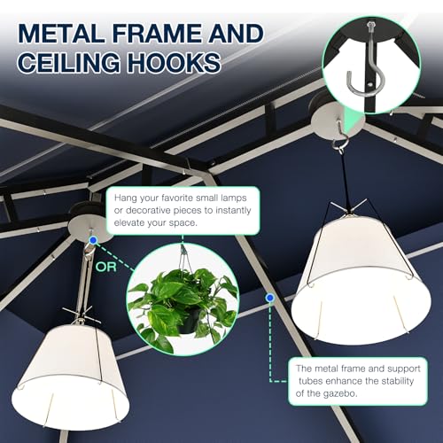 JolyDale 12x10 Ft Double Roof Gazebo with Mosquito Netting & Curtains, Waterproof Outdoor Canopy image 13