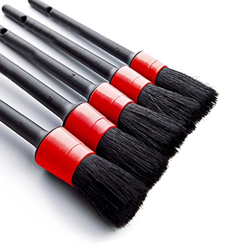 image for Swpeet 5 Pcs Premium Natural Boar Hair Detail Brush Set, Automotive De