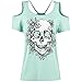Feel Show Women's Skull Printed Cold Shoulder T Shirt Plus Size Casual Tops