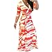 Farktop Women's V Neck Long Sleeves Digital Graffiti Printed Prom Party Maxi Long Dress with Belt (L, Red)