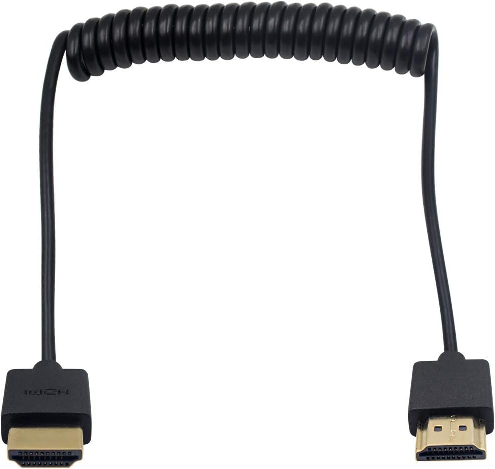 Duttek HDMI to HDMI Coiled Cable,Extreme Thin HDMI Male to Male Extender Coiled Cable for 3D and 4K Ultra HD TV Stick HDMI 2.0 Cord Extension Converter(HDMI Extender) (1.2M/4FT)