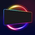 ZHLHPER RGB Gaming Mouse Pad,Large Mouse Pad,13 Colors Led Light RGB PC Gaming Desk Mat, Non-Slip Rubber Based with Waterproof Coating Big Mouse Pad 31.5X11.8 in