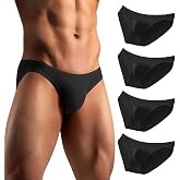 Hgn Men's Lightweight Sexy Bikini Briefs，Soft and Free Fit | Viscose Fabric,Breathable and Comfort,Sexy Low Rise Cut,4 Pack