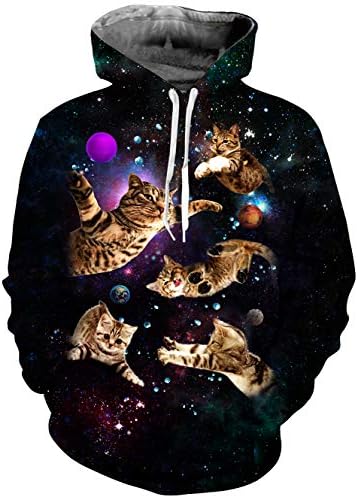Alistyle Unisex 3D Print Funny Graphic Velvet Pullover Drawstring Hoodies with Big Pockets Sweatshirts