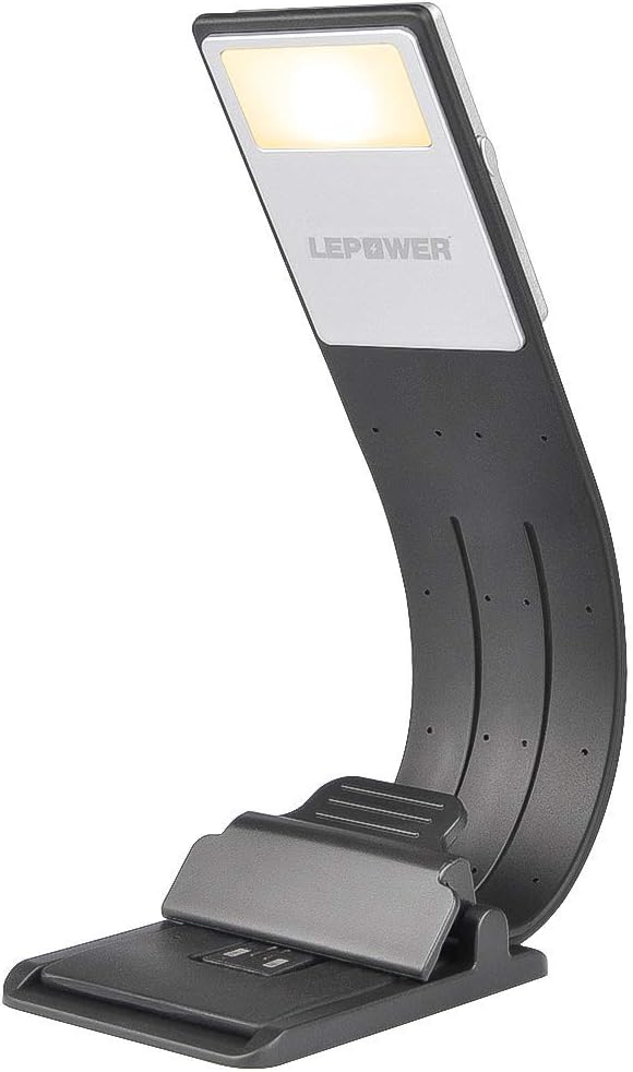 LEPOWER LED Bookmark Book Light, Eye Protection Reading Light, Portable Clip Light, 3 Colors x Stepless Adjustable Brightness, Built-in USB Cable Easy Charge, Perfect for Kindle, IPad & Readers - - 