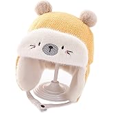 XYX Crochet Earflap Fleece Hats Beanie Cap Winter Warm Knit Caps for Toddlers Baby Girls and Boys