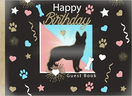 Happy Birthday Guest Book German Shepherd Dogs Theme Party Dog