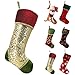 Valery Madelyn 21 inch Traditional Red Green Gold Christmas Stockings with Baroque and Ruffle Velvet Cuff, Themed with Tree Skirt (Not Included)