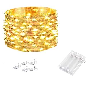MANSAA® Battery Operated String Lights 5 MTR 50 LED, 10 Wall Clips, Yellow Rice Light