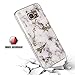 COSANO Galaxy S7 Edge Case, Marble Pattern Design Slim Flexible Clear [Hard Back +Soft Bumper TPU] 3D Shiny Glitter Mirror Effect Ultra Thin Skin Cover (White Marble S7edge)