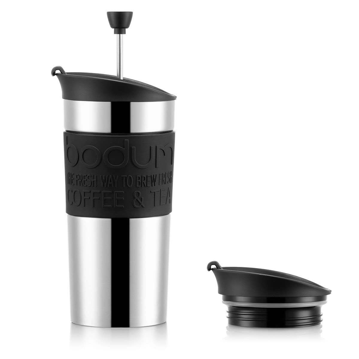 Bodum Travel Press Set Small Stainless Steel Coffee Maker, Black, 350 ml