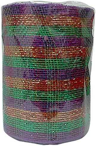 TMI Gifts Designer Netting, 6-Inch by 20-Yard, Mardi Gras Plaid