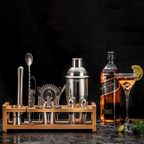 Soing Cocktail-Shaker-Set, silberfarben, 24-teilig, perfektes Barkee-Set zum Mixen von Getränken, Edelstahl-Barwerkzeuge… – Bild 7