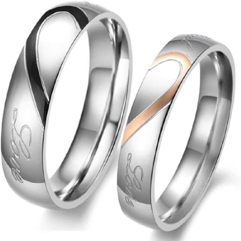 His & Hers Matching Set Titanium Steel Wedding Bands Couple Ring (His Size M,O,Q,S,T,W,Y,Z+1,Z+2,Z+3 / Hers Size H,J,M,O,Q,S,T,W) Sold by Pair Please email sizes-R205