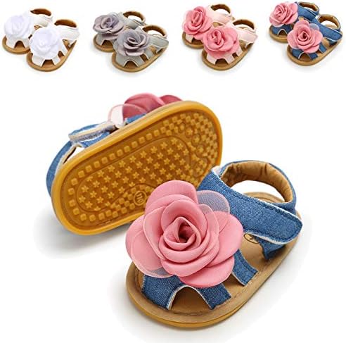 Sakuracan Infant Baby Girls Sandals Flower Non-Slip Soft Rubber Sole Summer First Walker Shoes
