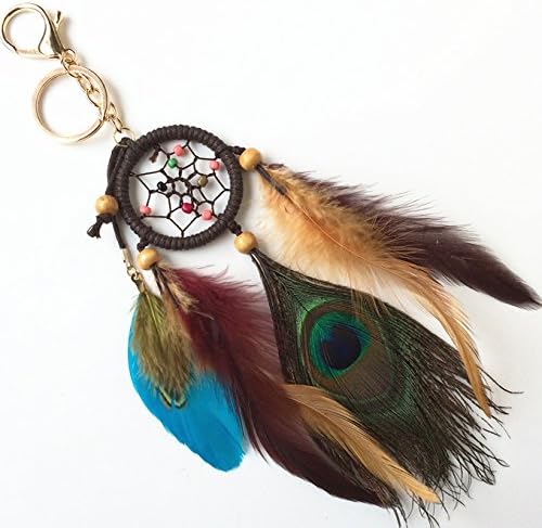TotMart Dark Peacock Feather Dream Catcher Circular Net For Car Kids Bed Room Wall Hanging Decoration Decor Ornament…